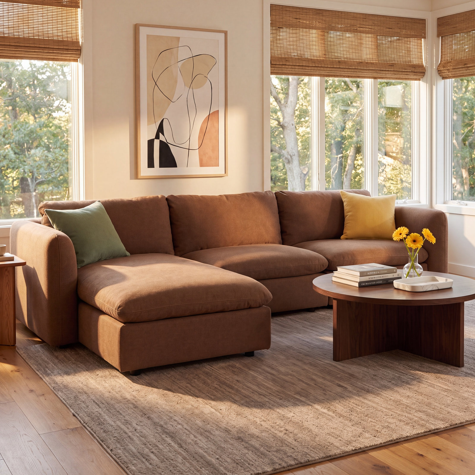 Margorie Upholstered Reversible Chaise L-Sectional, Antwerp Cafe Linen Blend
