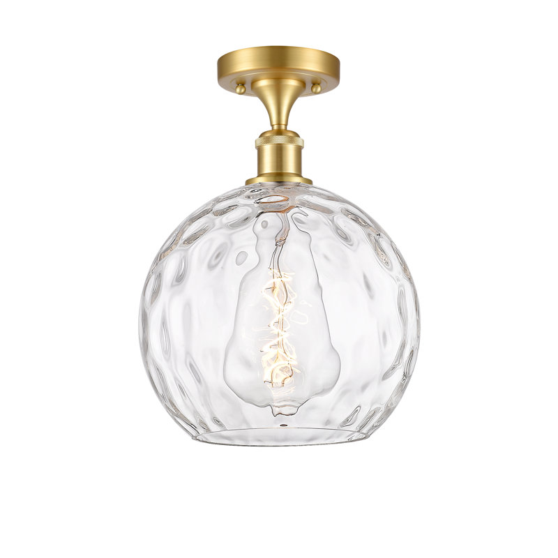 Plafonnier semi-encastré 1 lumière 8 po Cindi, H 15 po x l 10 po x P 10 po, Ampoule non incluse, Or satiné
