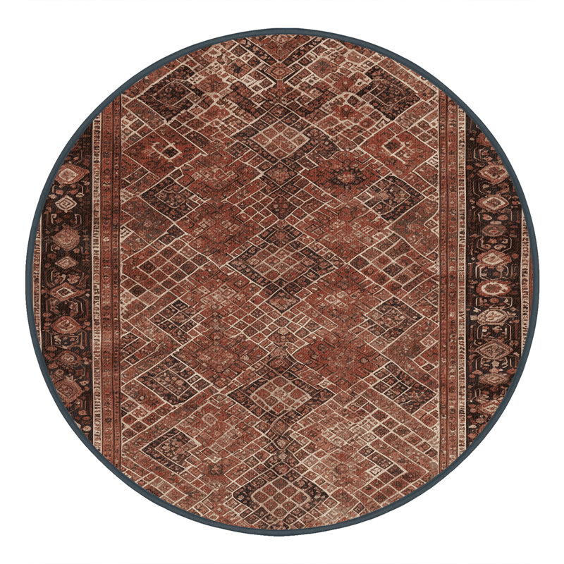 Tapis brun lavable à la machine, Rond 8 pi