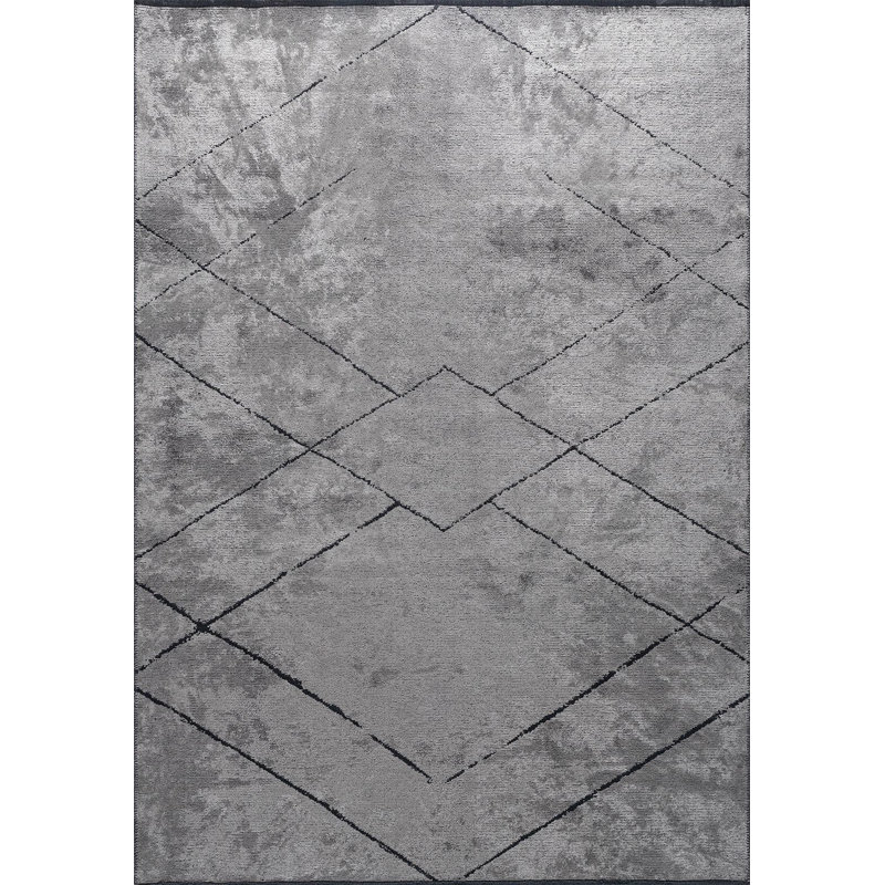 Rapture Abstract Area Rug in Gray, Rectangle 6'7" x 8'3"