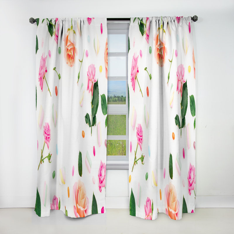 Rideau simple occultant Floral Mid-Century Floral Botanical Retro VI, L 52 po x L 120 po