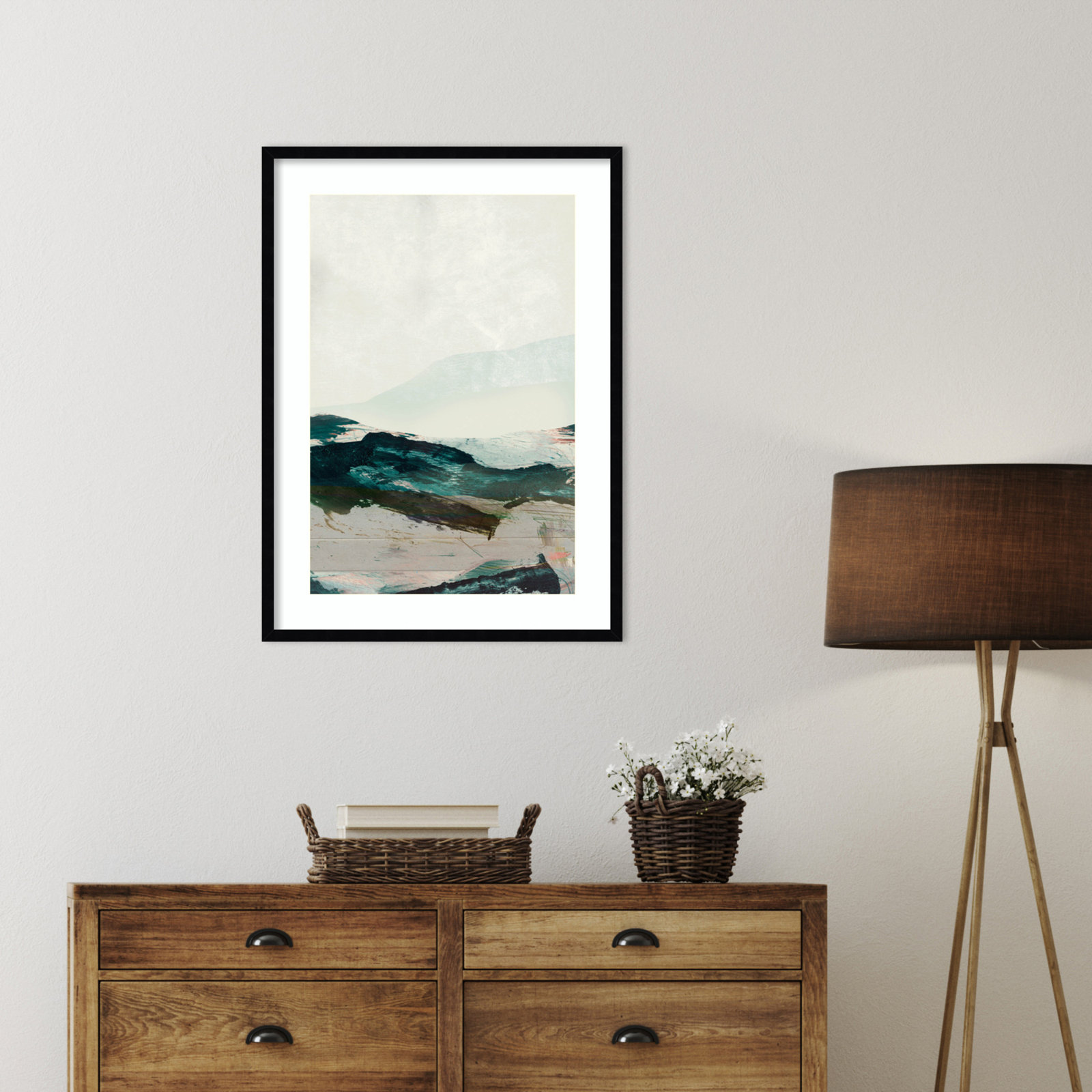 Cleve "Mountains No. 2" Print, Black Framed, 33" H x 24" W