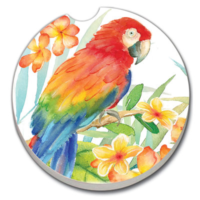 Sous-verre absorbant oiseaux en pierre tropical
