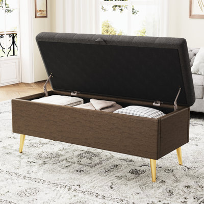 Banc de rangement gris avec couvercle Boucl et Easy-Lift pour les espaces de vie