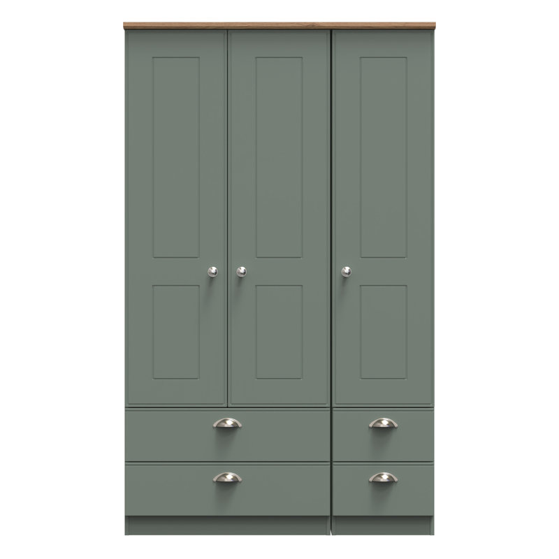 Conners Tall Triple 4 Drawer Wardrobe , Reed Green/Riviera Oak