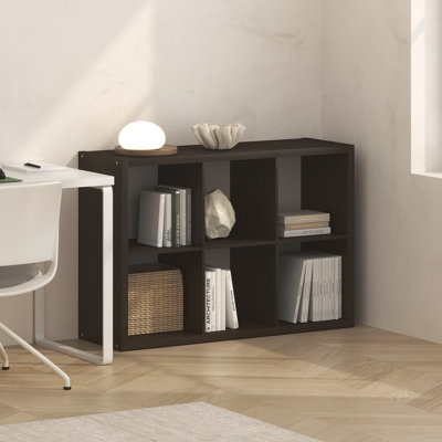 6-Cube Bookcase, Thick Frame, Black Dark Oak
