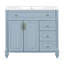 Meuble-lavabo de 36 po avec lavabo, meuble-lavabo avec tiroir rabattable, 3 tiroirs, 2 portes à fermeture en douceur, bois massif et bois aggloméré, quincaillerie dorée élégante-699068485-699068539-700940220