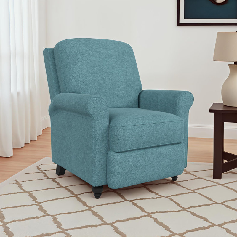 Leni Upholstered Recliner, Caribbean Blue Chenille