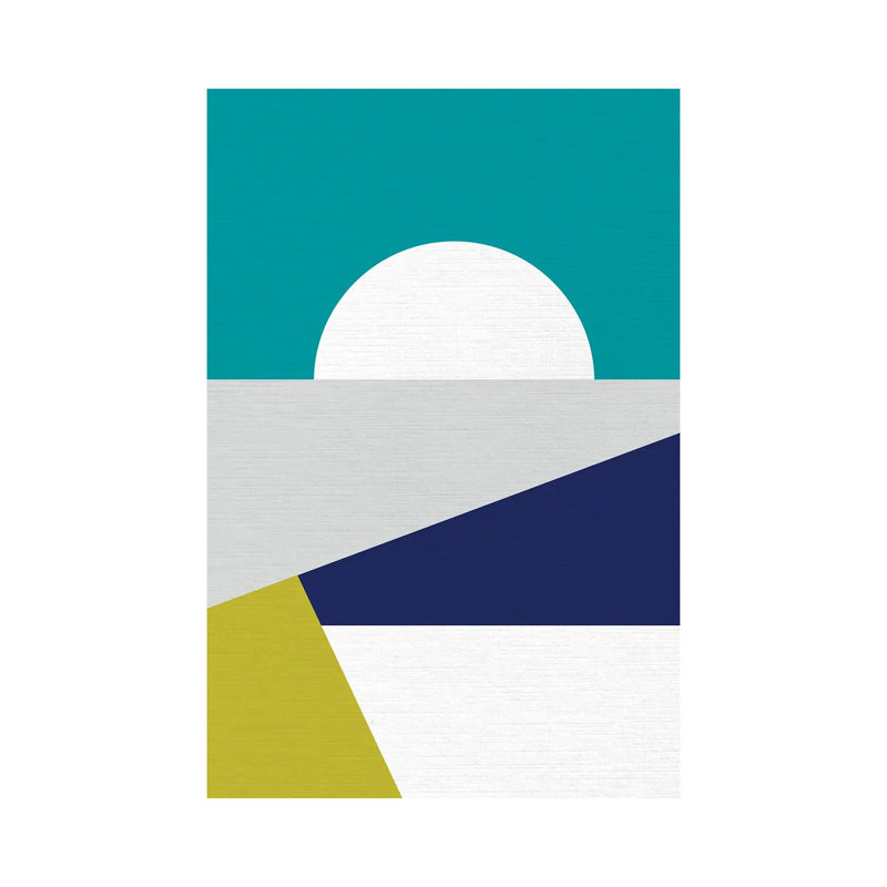 «Mid Mod Geo Blue» par Dominique Vari - impression sur toile tendue, H 26 po x l 18 po x 1,5 po