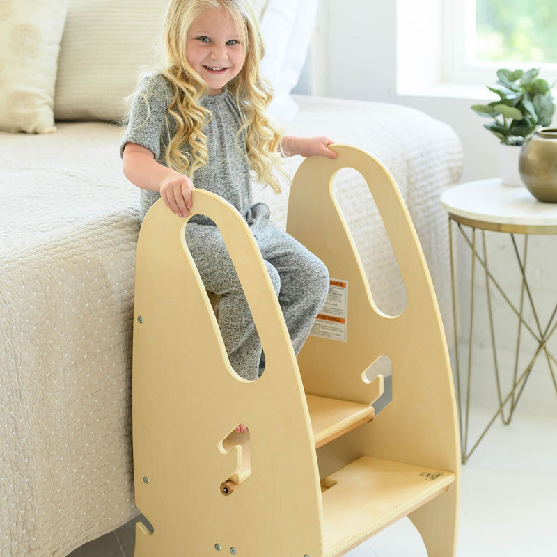 Natural Birchwood Adjustable 3-in-1 Growing Step Stool