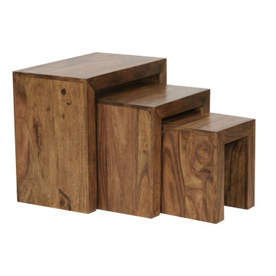 Mumbai Solid Wood Sled Nesting Tables