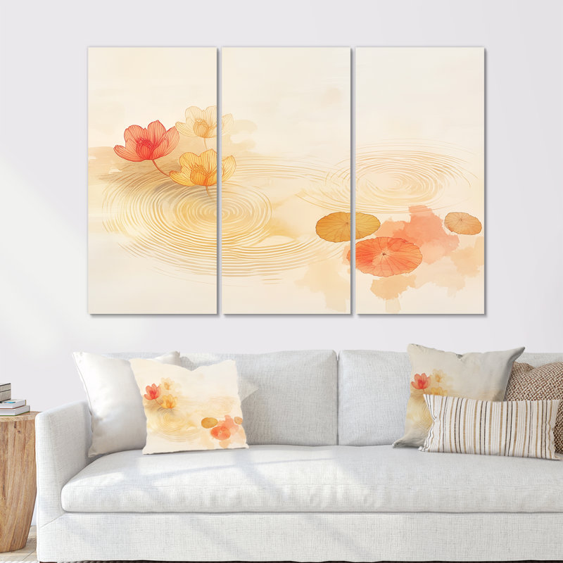 «Lotus Reflection Wall Art», toile Zen Lake, H 40 po x l 60 po, Toile tendue sans cadre