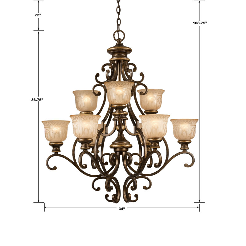Tusten 9 - Light Dimmable Classic / Traditional Chandelier