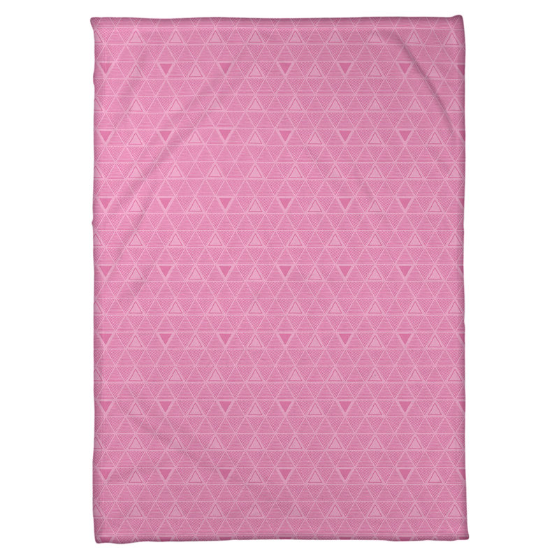 Couverture polairee triangles à la main, l 50 po x L 60 po, Rose / Gris