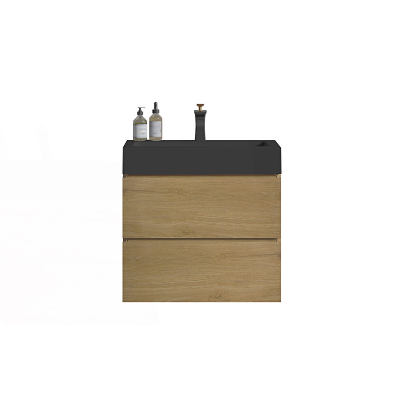 Meuble-lavabo avec lavabo, meuble-lavabo mural flottant, Light Oak, 24"