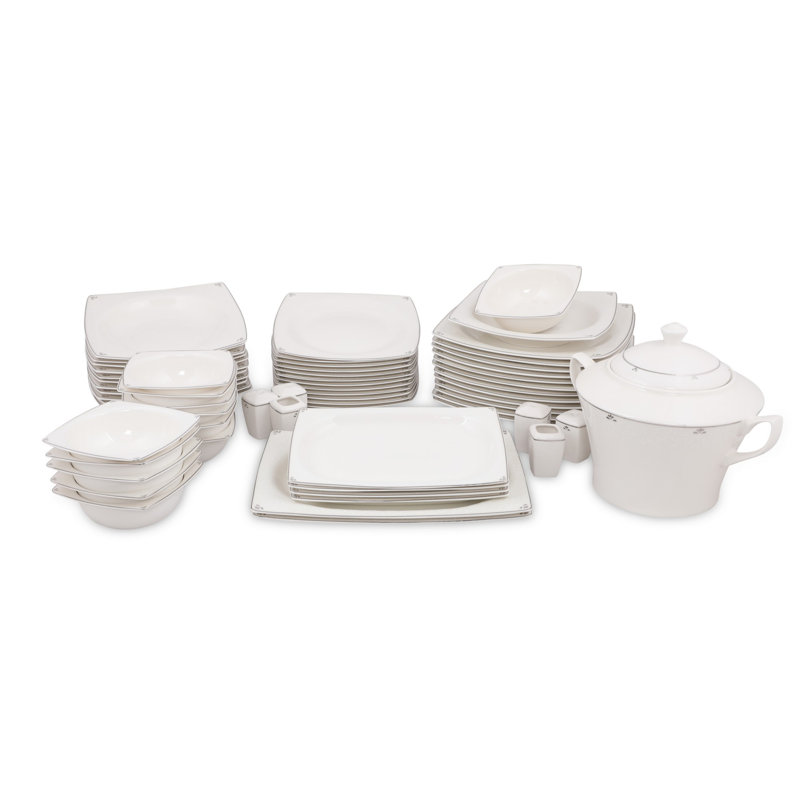 Porcelain China Dinnerware Set 62 Piece - Service for 12