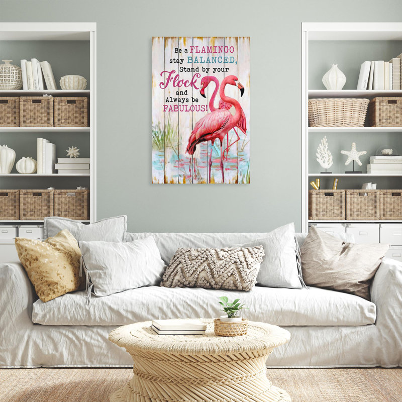 Bernuth Be A Flamingo - 1 pièce, reproduction d'art graphique sur toile tendue, H 14 po x l 11 po x P 1,25 po