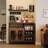 X-cosrack Wine Bar Rack Cabinet With Detachable Wine Rack, Coffee Bar Cabinet With Glass Holder, Small Sideboard And Buffet Cabinet With Mesh Door, Rustic Brown, Large