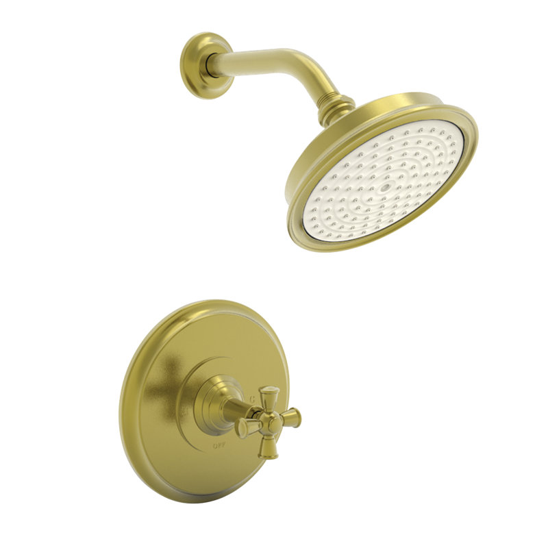 Aylesbury Balanced Pressure Shower Trim Set with Shower Head, Satin Brass - PVD