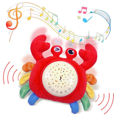 Plush Crab Baby Sleep Soother with White Noise Sound Machine & Night Light Projector - Soft Stuffed Animal Musical Toy for Infants, Toddlers, Boys & Girls 0-18 Months
