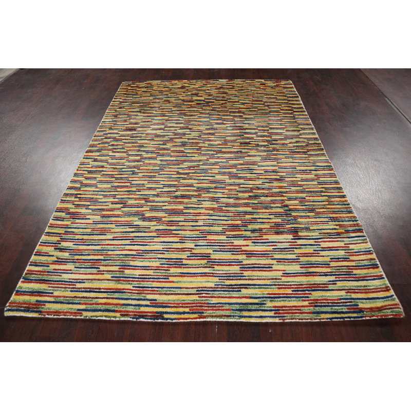 Tapis multicolore en laine noué à la main 5 pi 4 po x 7 pi 7 po One Age of a Kind Ozias