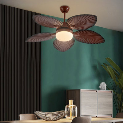52" Mel 5 - Blade LED Leaf Ceiling Fan with Remote Control and Light Kit Included