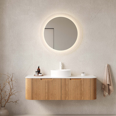 Meuble-lavabo mural avec lavabo, armoire de rangement avec tiroirs, lavabo en céramique, pré-assemblé pour une installation facile et beaucoup de rangement
