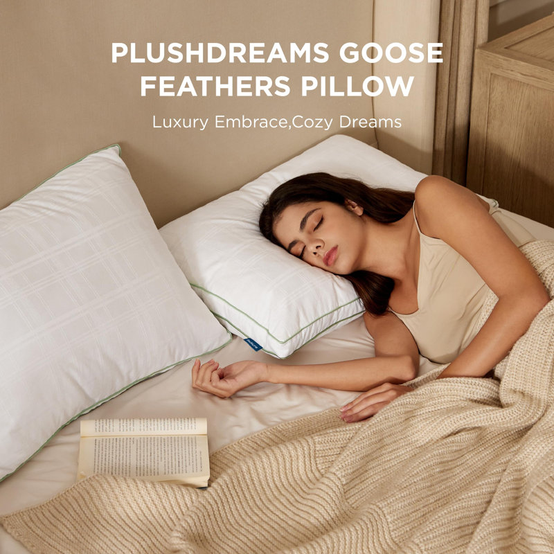 Oreillers en duvet, Grand lit, Vert limon
