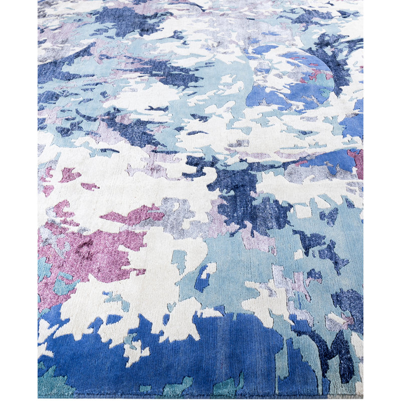 Overdyed One-of-a-Kind Rectangle 9'3" X 12'1" Hand Knotted Area Rug