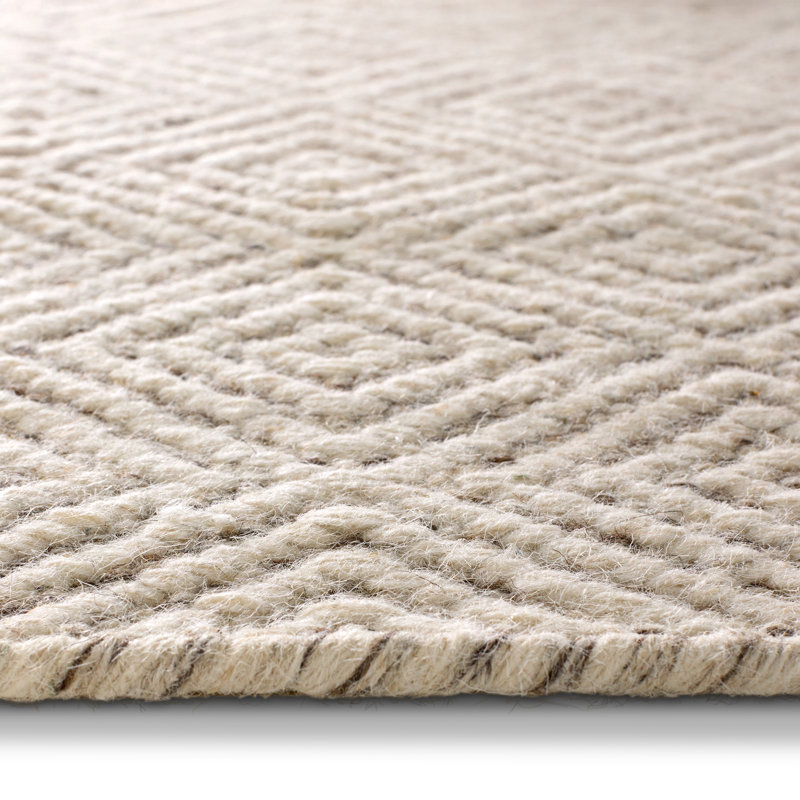 Fifer Wool Geometric Area Rug in Ivory, Rectangle 7'10" x 9'10"
