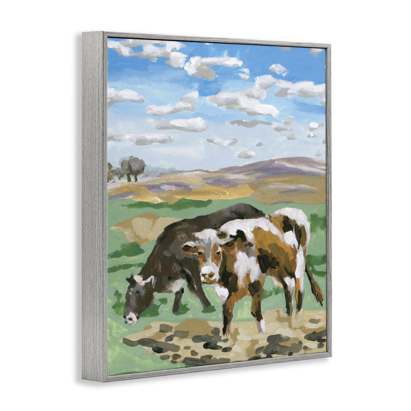 Art de giclée de paysage de bovins en pâture par Melissa Wang, Estampe numérique Farmhouse, H 20 po x l 16 po