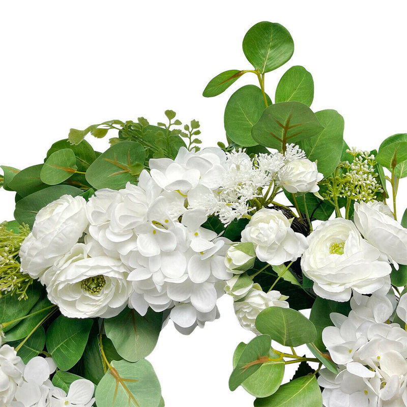 Handcrafted Faux Hydrangea Polyester 24'' Wreath