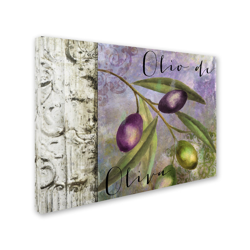 Olivia III Framed Canvas Art with Purple and Green Olives