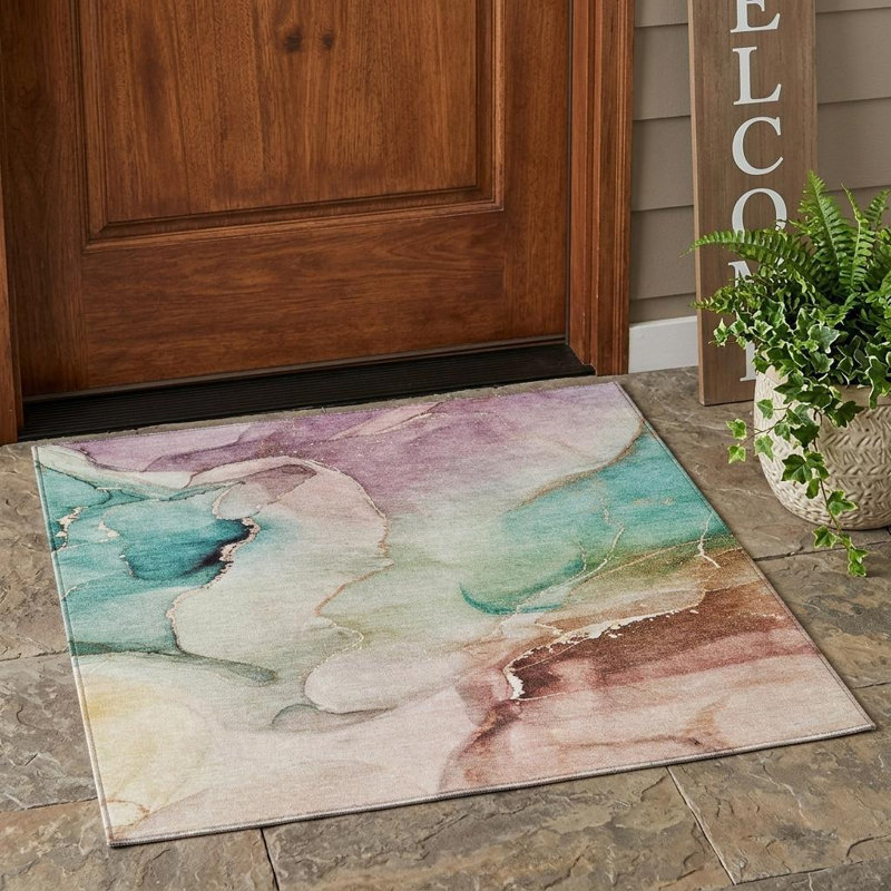 Tapis extérieur lavable antidérapant 3 pi x 5 pi bleu sarcelle