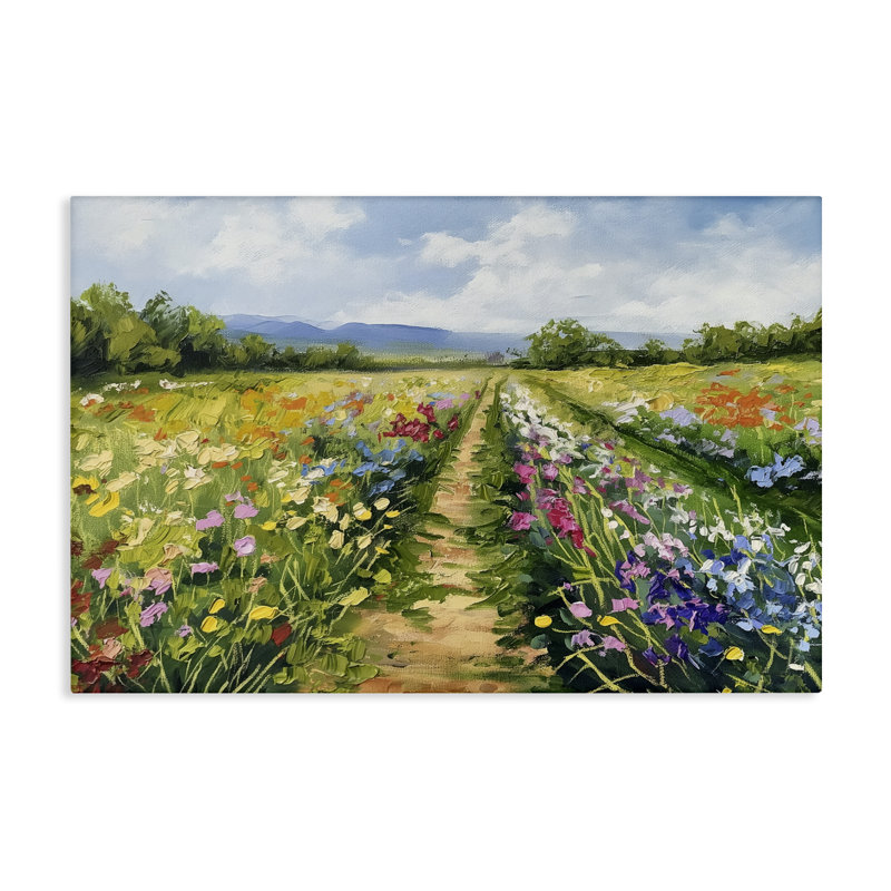  Art mural sur toile Bright Brighted Wildflower Path par LSR Design Studio, H 16 po x l 24 po