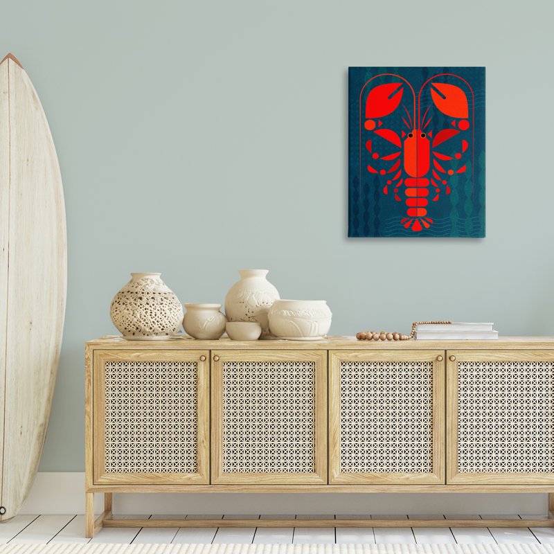 «Nautical Lobster Shape Canvas» par June Erica Vess, H 30 po x l 24 po