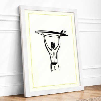 Surfer Rising Minimalist - Framed Print