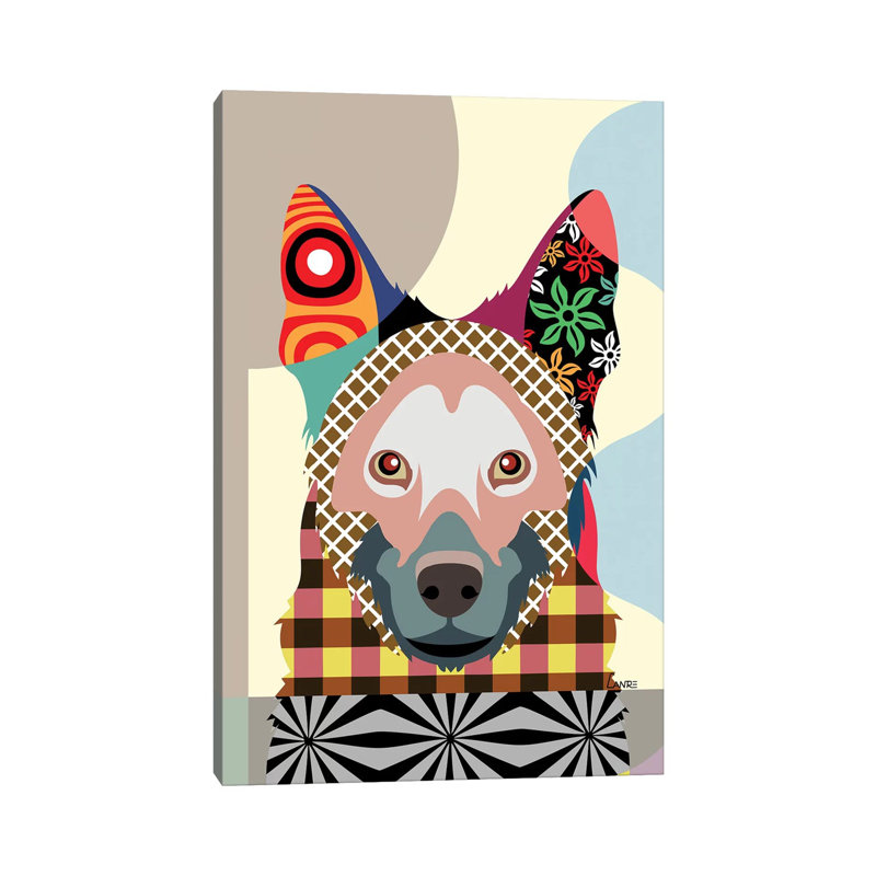 German Shepherd by Lanre Studio - Wrapped Canvas Print, 20.32 cm H x 30.48 cm W