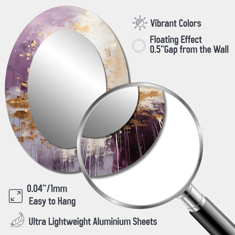 Miroir mural mauve et mauve, 40 po x 30 po