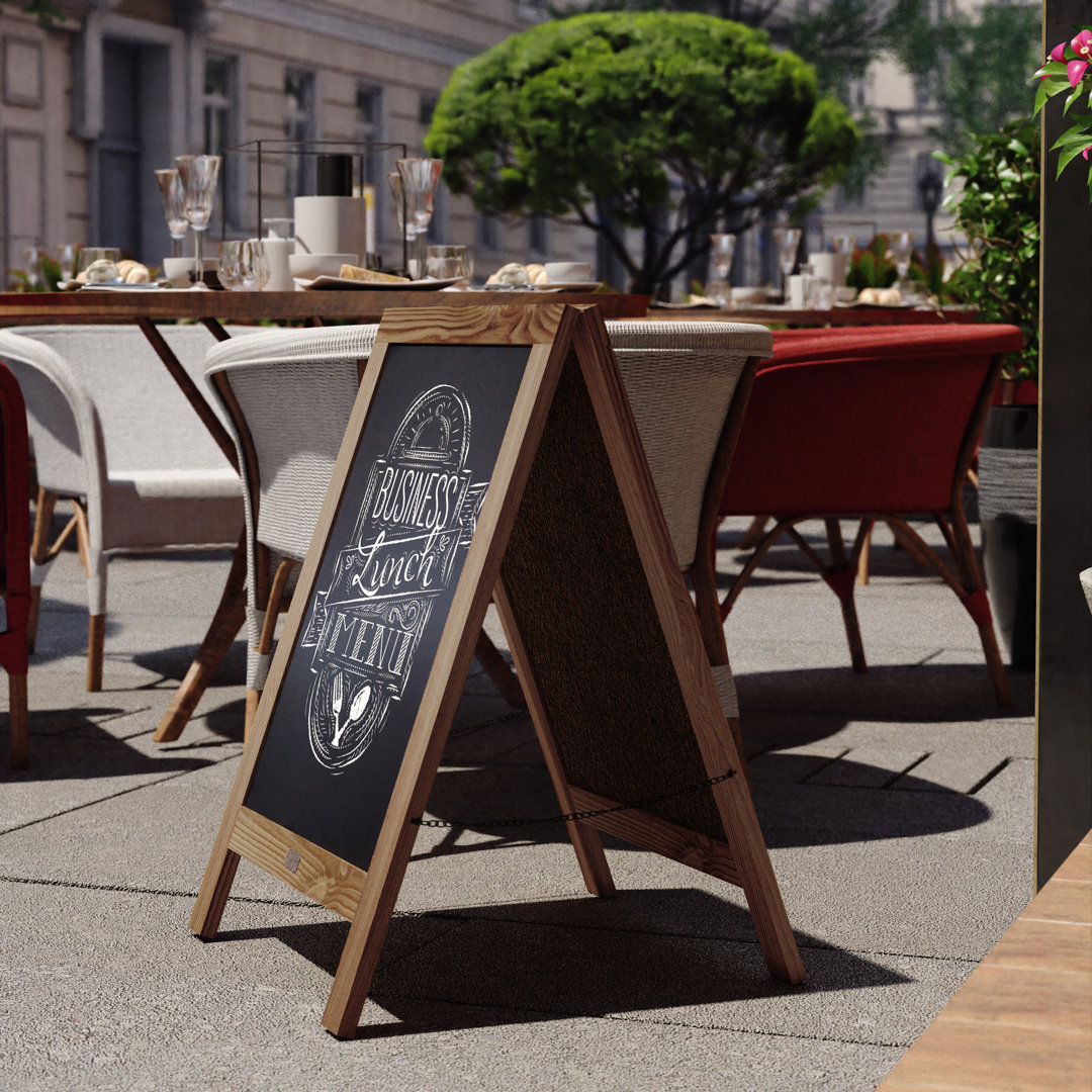 Millworks Indoor/Outdoor Freestanding Wood A-Frame Magnetic Chalkboard Flash Furniture 