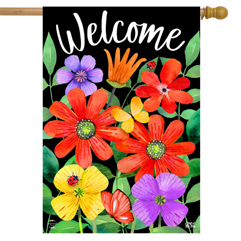 Drapeau de maison Whimsy Flowers Spring