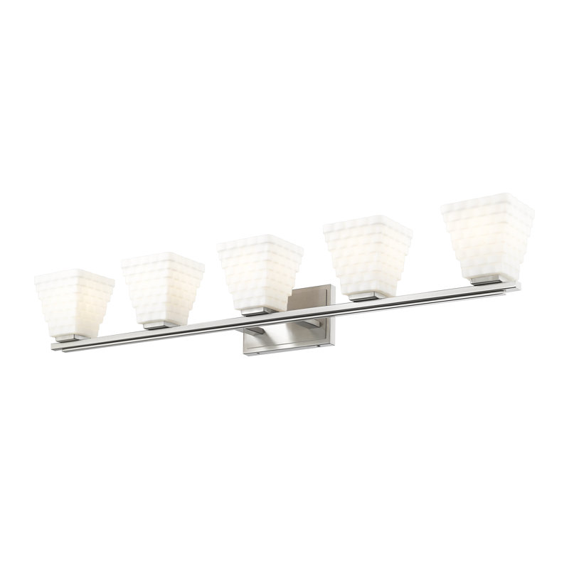 Ensemble de meuble-lavabo 5 lumières Teyona, Nickel brossé