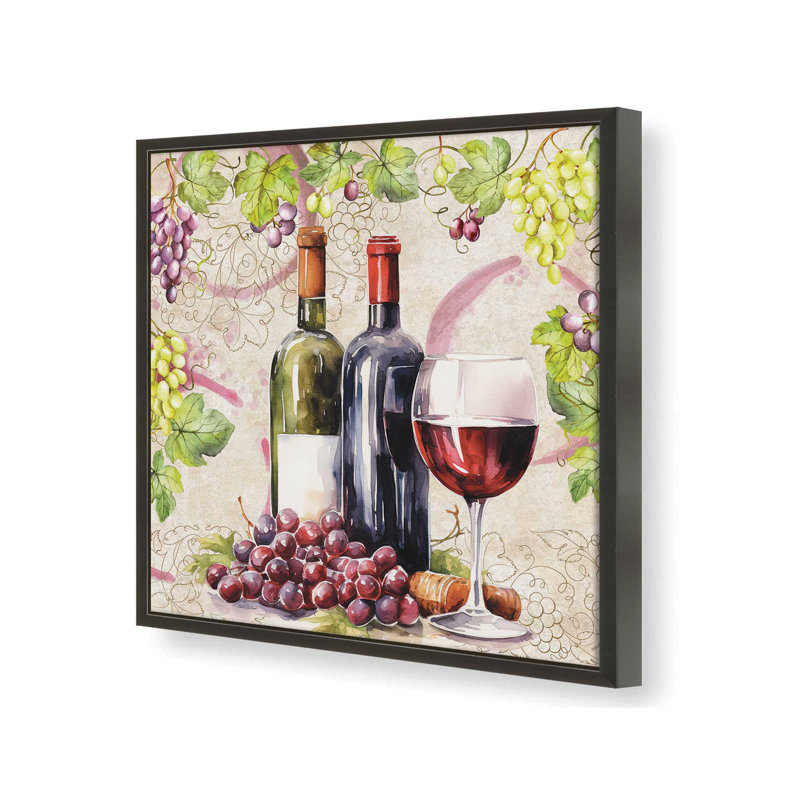 «Red Wine Still Life» par Nicole DeCamp, reproduction d'art, L 30 po x H 30 po, Noir, Impression encadrée