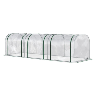 Outsunny 10' x 3' Mini Portable Tunnel Greenhouse, Clear PVC Cover Garden Row Protector