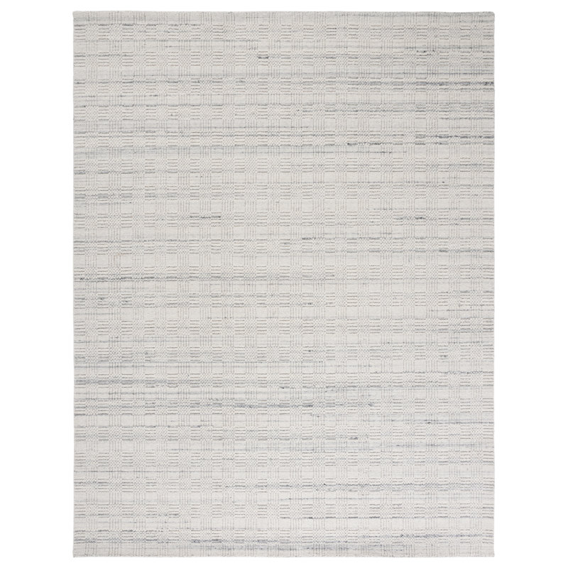 Tapis géométrique en laine / gris tissé à la main Brandalyn, Rectangle 8 pi x 10 pi
