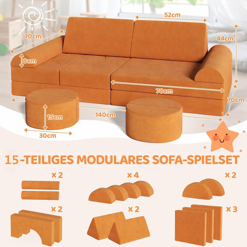2 Seater Sofa, Orange