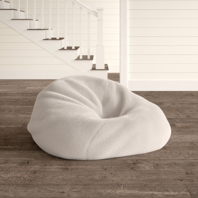 Classic Refillable Cotton Bean Bag Chair, Large, Blue Cotton Twill