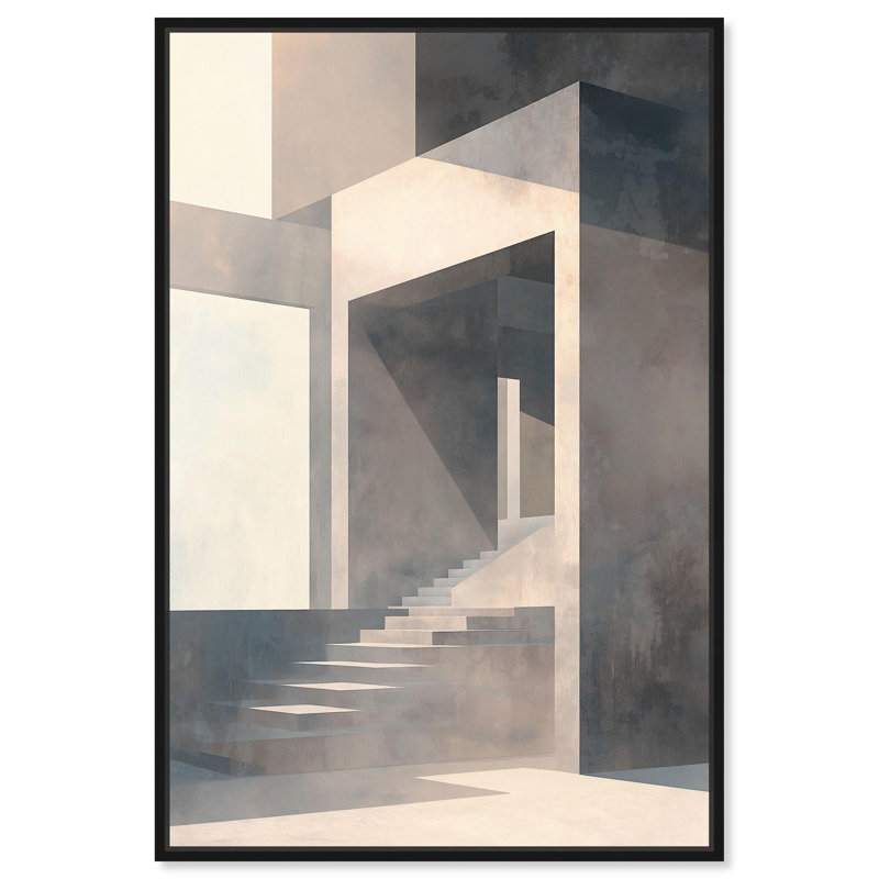 Art géométrique moderne sur toile Stark , Cadre flottant noir, H 16 po x l 11 po