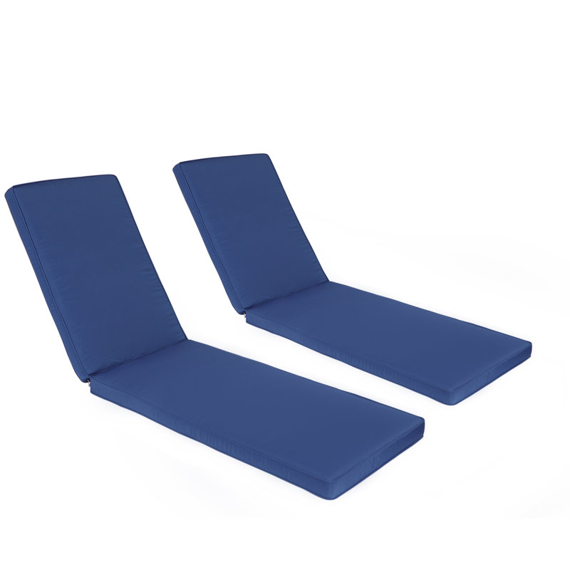 2PCS Set Outdoor Lounge Chair Cushion, 22.05"W x 42.9"D, Navy Blue