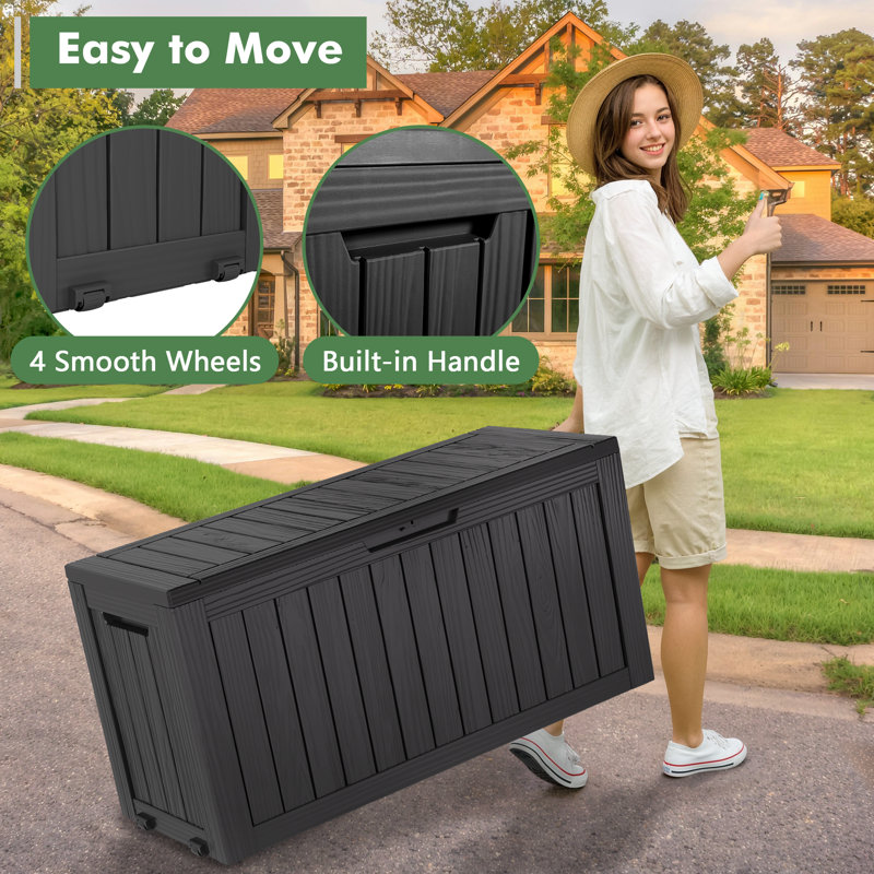 Boîte de rangement verrouillable 72 gallons, Noir, H 22,5 po x l 44,9 po x P 18,1 po